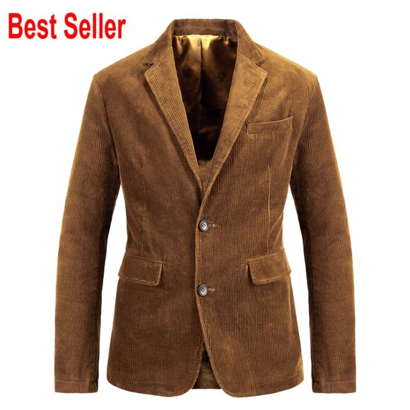 Vintage Corduroy Sport Coat Classic Retro Casual Work Wear Blazer Jacket